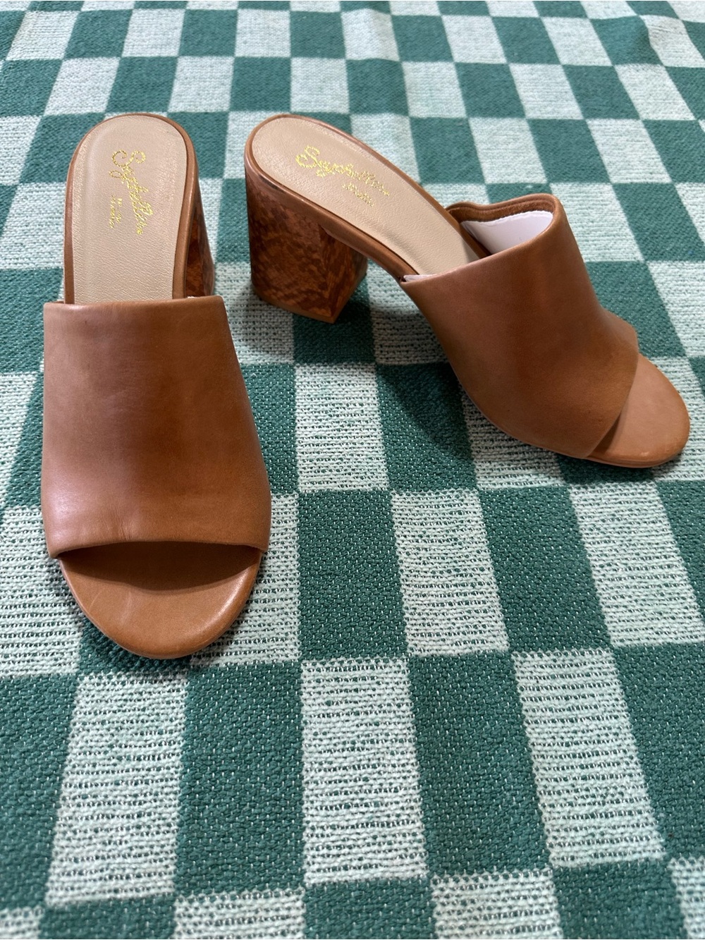 Seychelles Leather Open-Toe Mules With‎ Snakeskin Block Heel Women's 7
